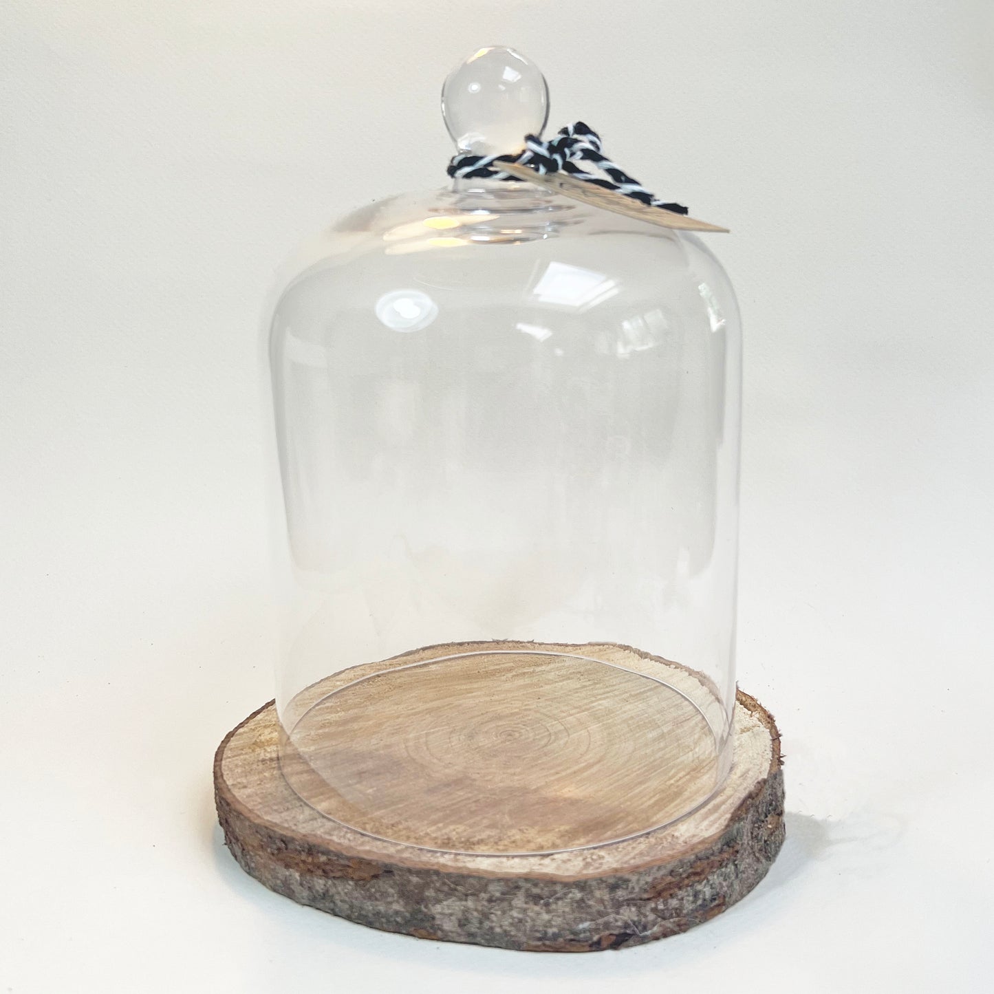 Glass Candle Dome with Wooden Base