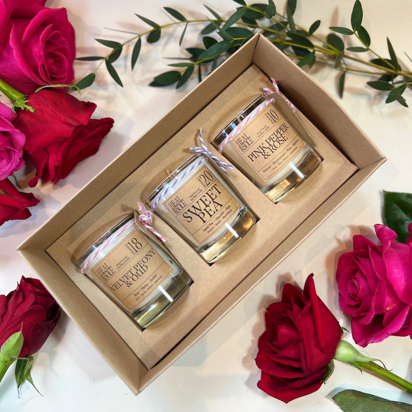 Floral Valentines Candle Trio